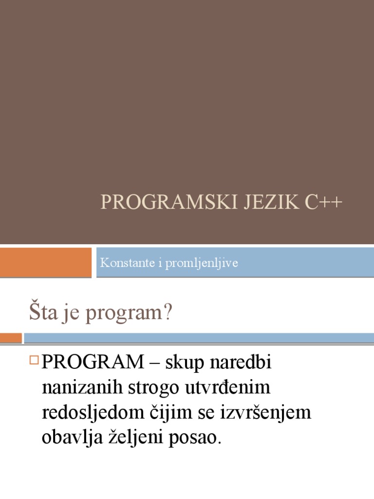 Programski Jezik C++ Prezentacija | PDF