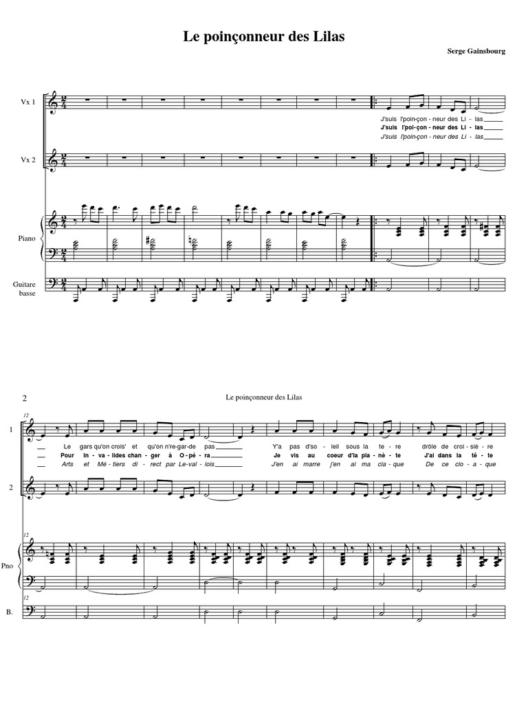 Le Poinconneur Des Lilas Reduction Choeur Piano Graphemes Voix Humaine