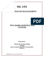 Principles of Management: Two Marks Question