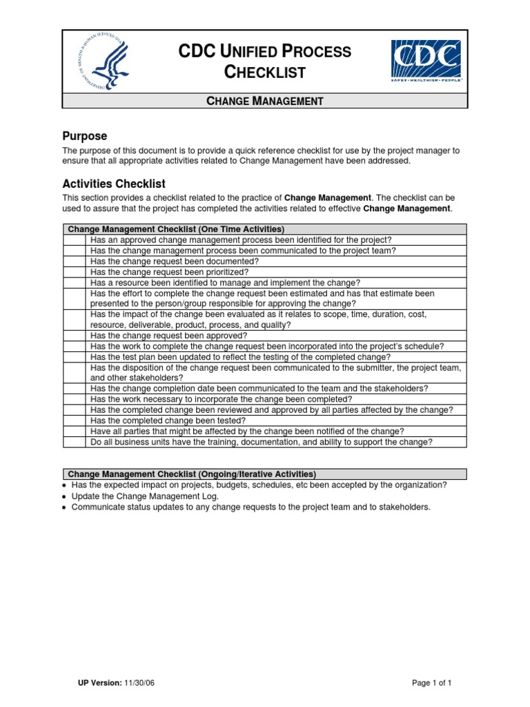 Change Management Checklist