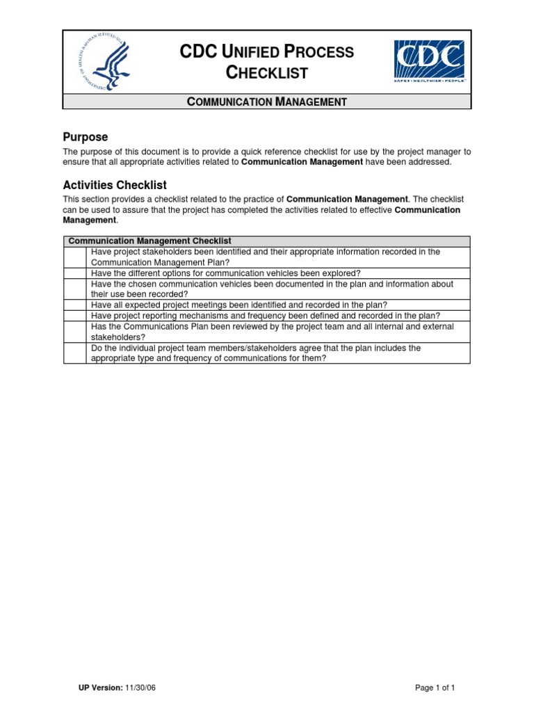 Project Manager's Communication Checklist | PDF