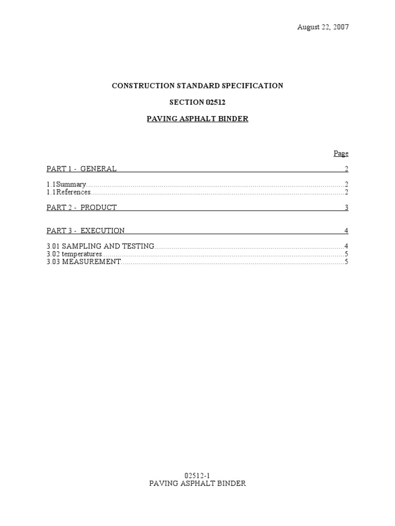 Construction Standard Specification SECTION 02512 Paving Asphalt Binder ...