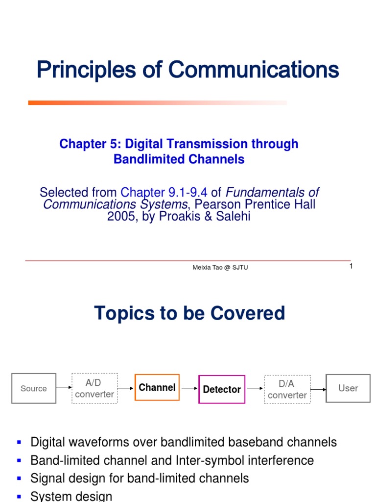 Principles of Communications Chapter 5 Digital Transmission Through