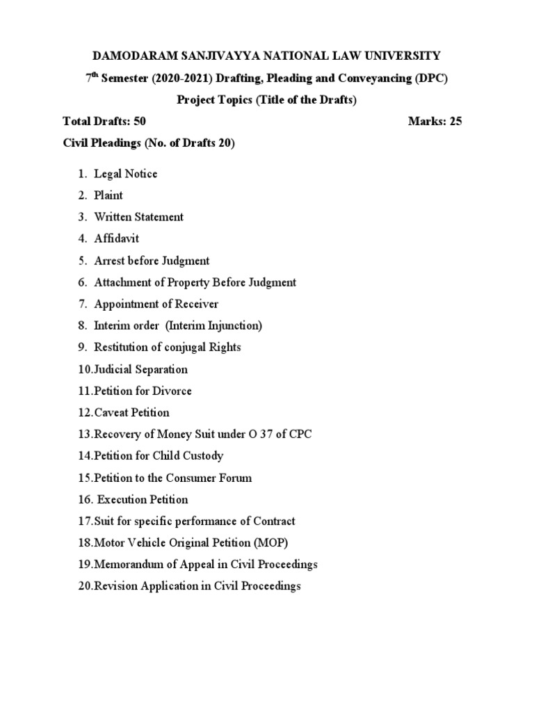 DPC Project Topics for Law Students | PDF | Law