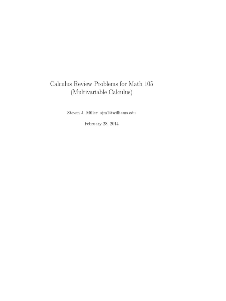 Multivariable Calculus Review Problems | PDF | Derivative | Logarithm