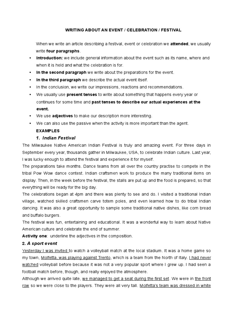 Writing Event Descriptions Guide | PDF | Volleyball