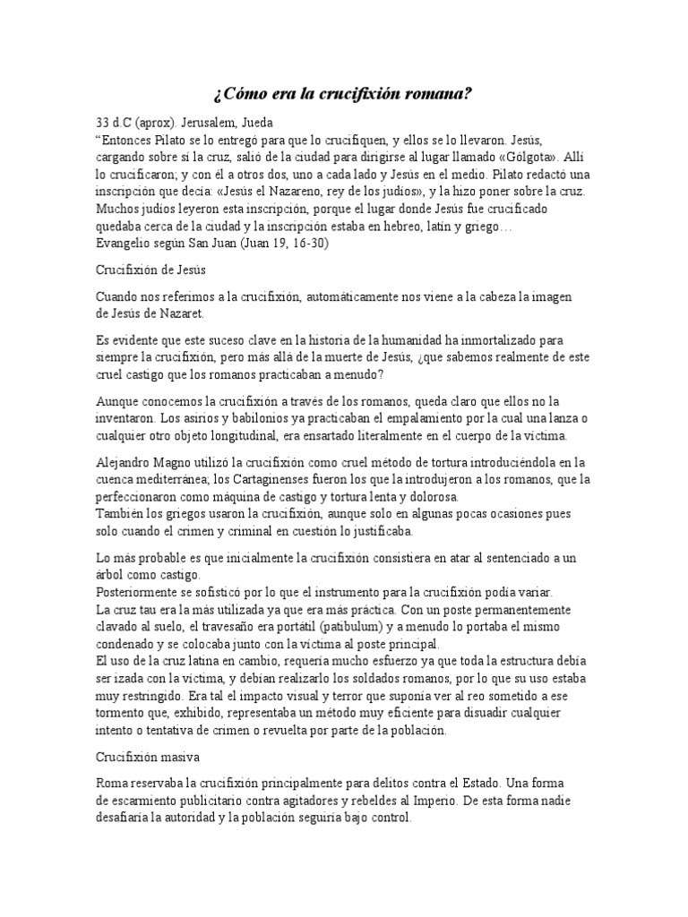 Cómo Era La Crucifixión Romana | Descargar gratis PDF | Crucifixion de ...