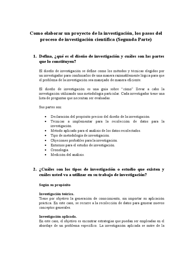 Como Elaborar Un Proyecto de La Investigación, Los Pasos Del Proceso de ...