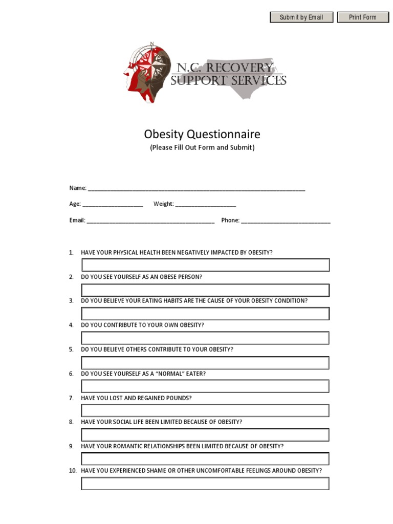 Obesity Questionnaire (Please Fill Out Form and Submit) PDF