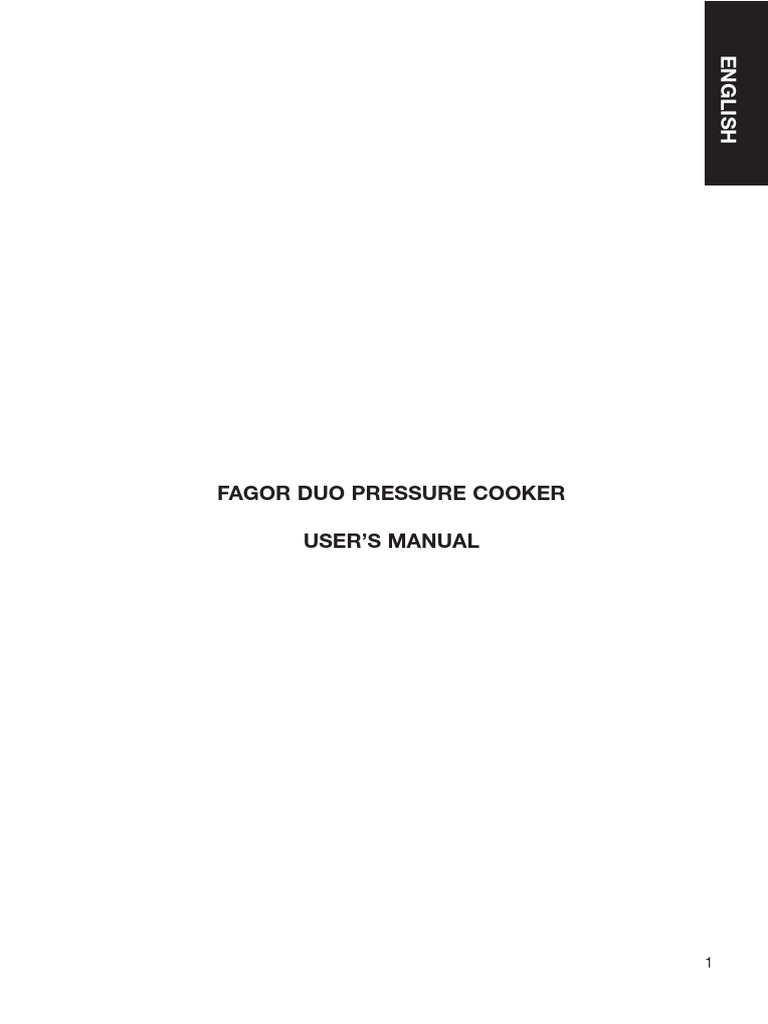 A Comprehensive User Manual for the Fagor DUO Pressure Cooker PDF