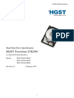 Hard Disk Drive Specification HGST Travelstar Z7K500