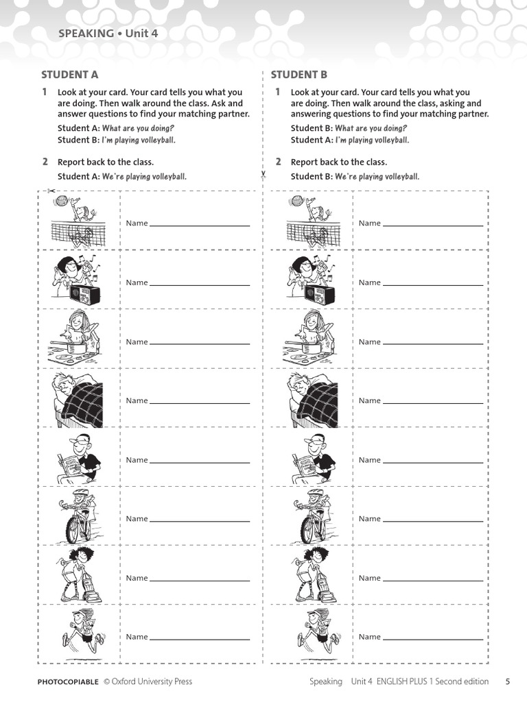 Speaking - Unit 4: Student A Student B | PDF