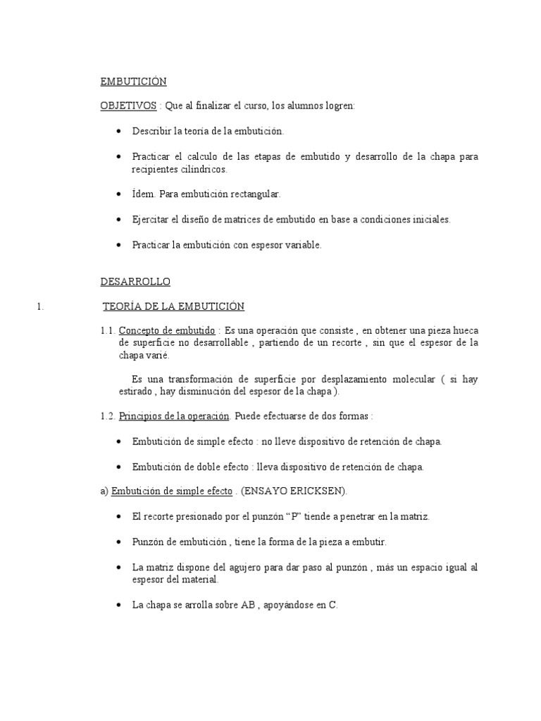 Proceso de Embutición de Metales | PDF | Ingeniería de Procesos ...