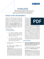 Notice To The Shareholders: Yes Bank Limited