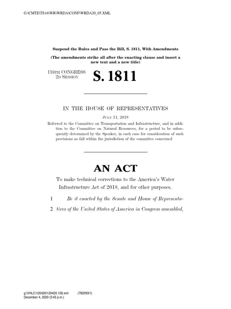 Water Resources Development Act of 2020 PDF United States Army