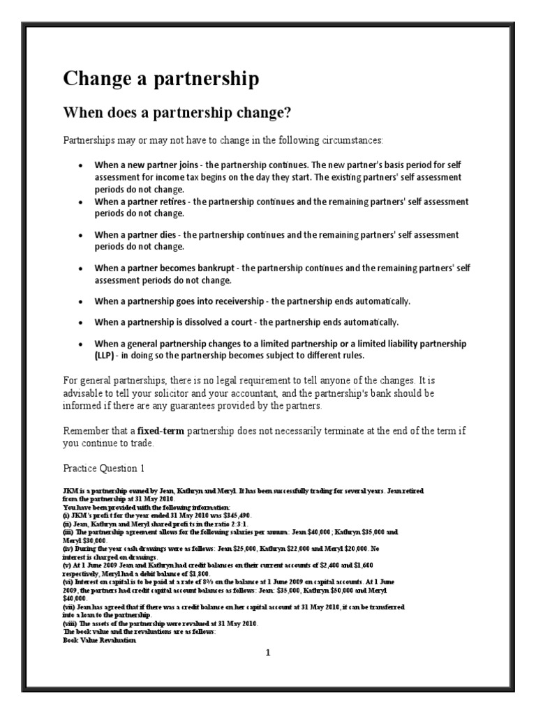 Partnership Changes and Accounts | PDF | Partnership | Goodwill ...