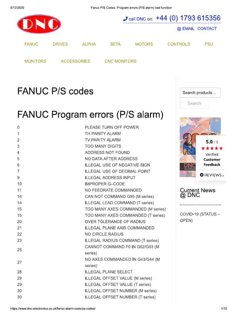 Fanuc Alarm Codes PDF PDF