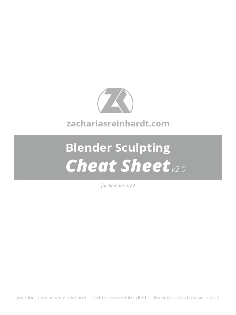 Blender 2-79 Sculpting Cheat Sheet v2.0 Print PDF PDF | Human–Computer Interaction