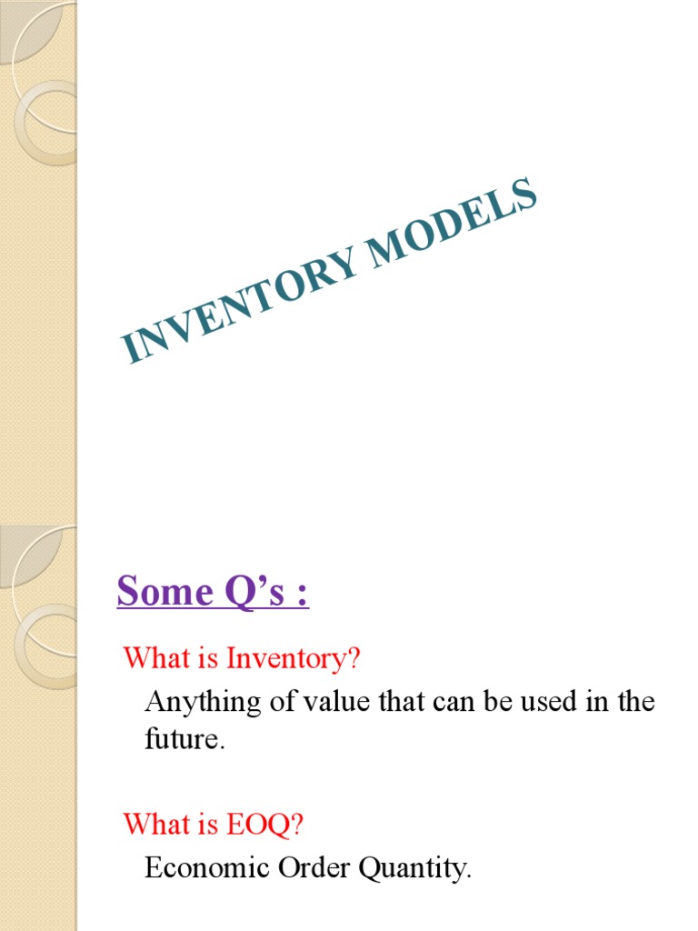 Understanding Inventory Models and EOQ | PDF