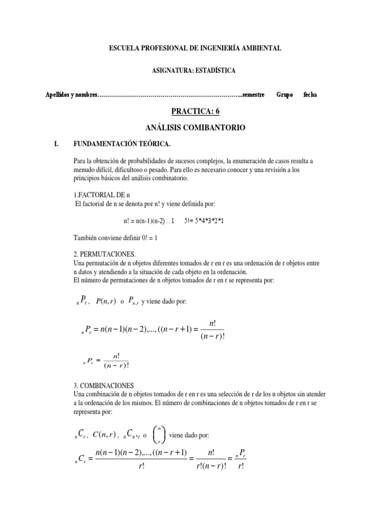 Ejercicios de Combinatoria y Permutaciones | PDF | Permutación ...