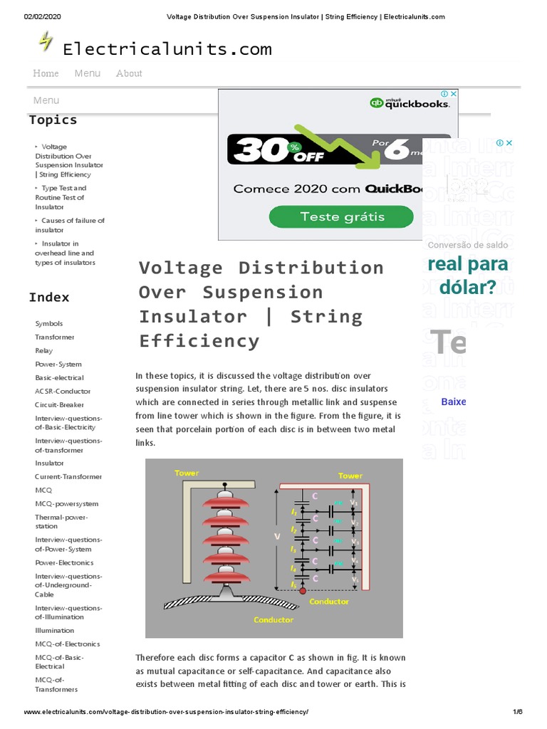 Voltage Distribution Over Suspension Insulator String Efficiency