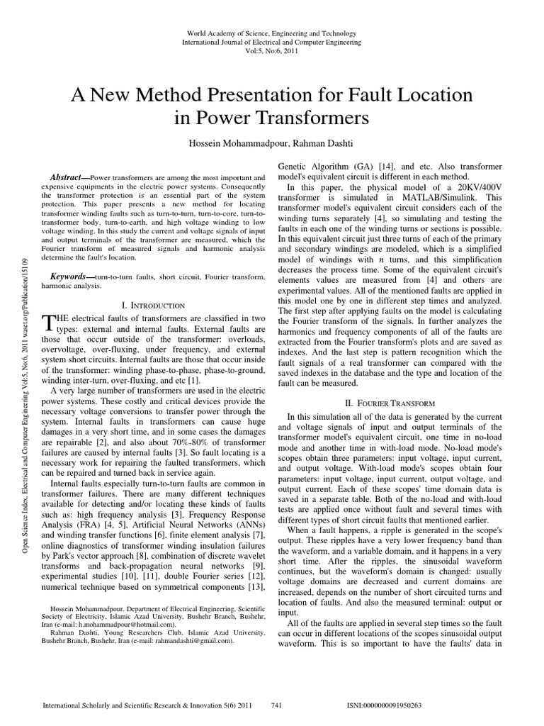 A New Method Presentation For Fault Location in Power Transformers ...