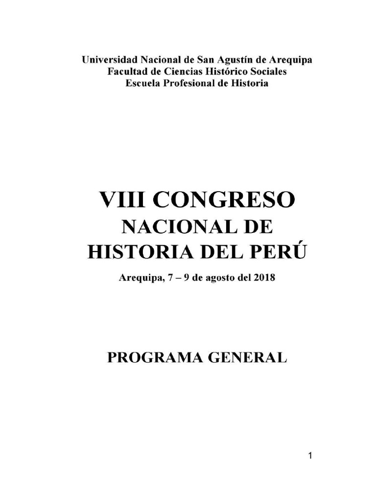 VIII Congreso Nacional de Historia del Perú | PDF | Perú | Lima