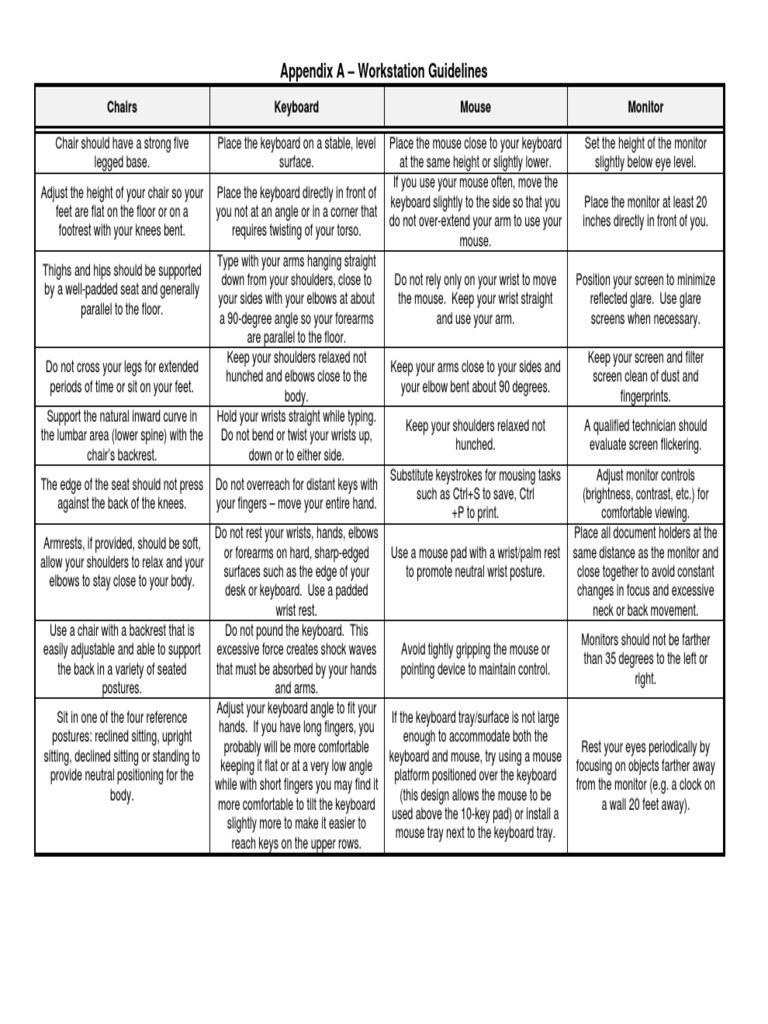 Ergonomic Workstation PDF Chair Computer Keyboard