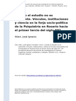 Allevi, Jose Ignacio (2012) - Cuando El Estudio No Es Suficiente. Vinculos, Instituciones y Ciencia en La Forja Socio-Politica de La Psiqu (..)