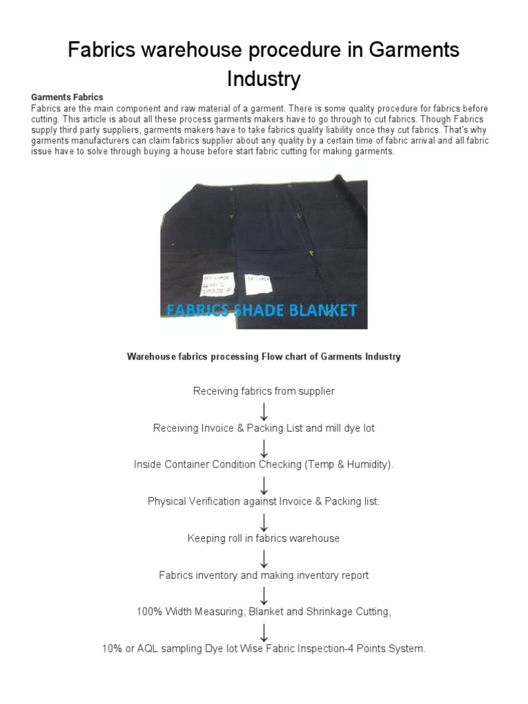Fabrics Warehouse Procedures in Garments | PDF | Textiles | Textile And ...