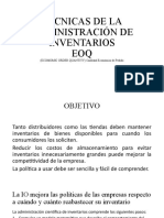 TECNICAS DEL MODELO EOQ EN L LA ADMINISTRACIÓN DE INVENTARIOS Inv Op II - Primera Parte