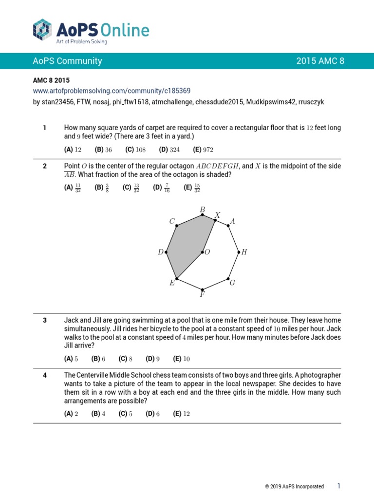 Aops Community 2015 Amc 8 A B C X PDF Elementary Mathematics