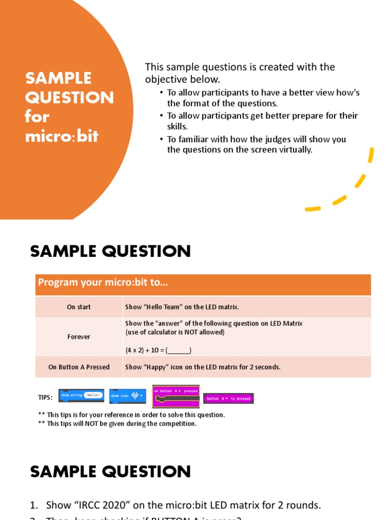 Sample For Micro:bit: This Sample Questions Is Created With The ...