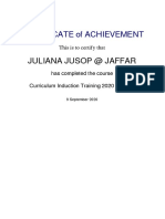 Curriculum Training Year 6 - Curriculum Induction Training 2020 Certificate PDF