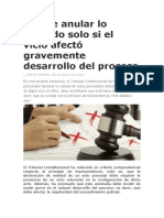 e debe anular lo actuado solo si el vicio afectó gravemente desarrollo del proceso