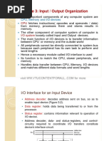 Module 3: Input / Output Organization: CPU, Memory and I/O Devices CPU, Memory and I/O Devices