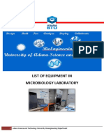 List of Equipment in Microbiology Laboratory