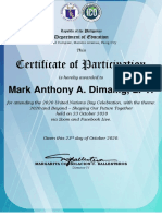DepEd Certificate for UN Day Celebration Participation