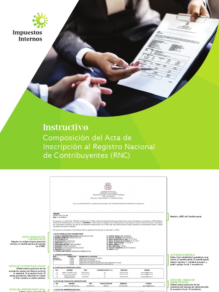 Instructivo para Acta de Inscripción RNC | PDF | Contribuyente | Gobierno