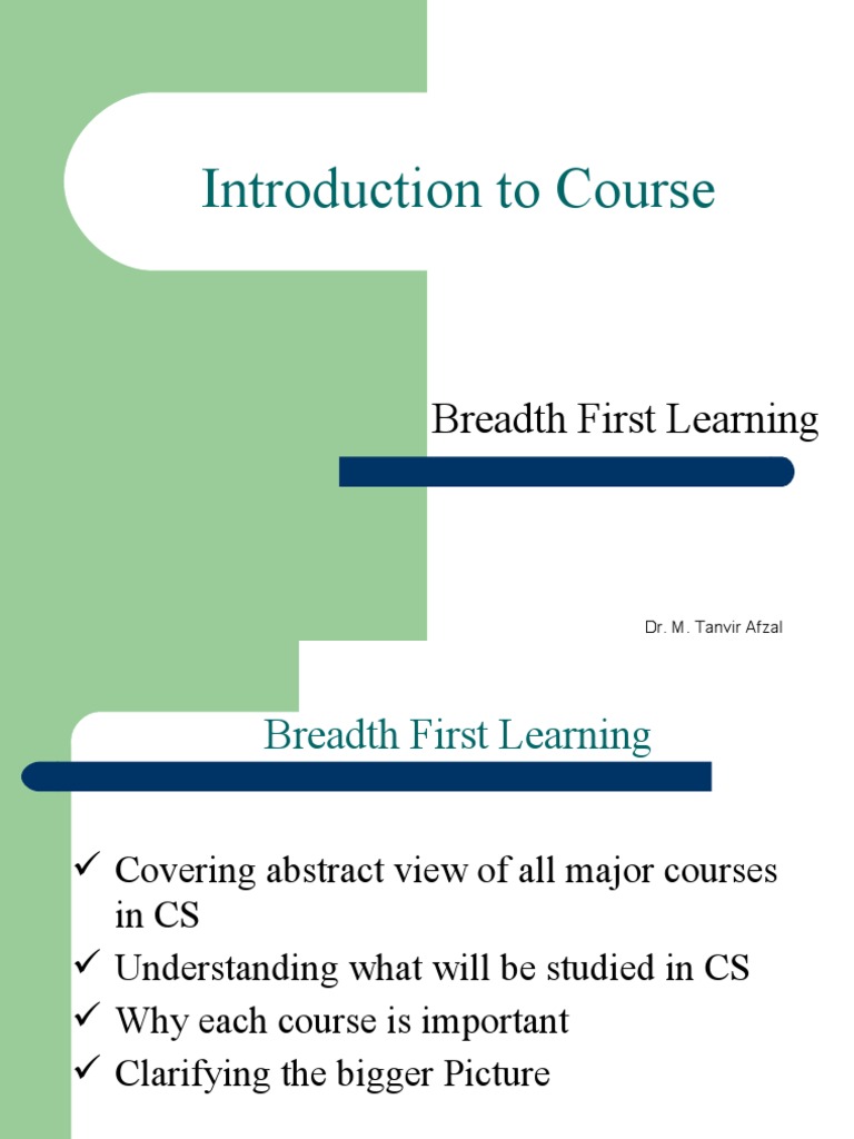 Introduction To Course Breadth First Learning PDF