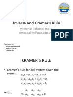 Inverse and Cramer's Rule: Mr. Renas Tahsin E-Mail:-Renas - Salim@uoz - Edu.krd