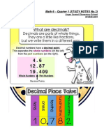 Decimals: Math 6 - Quarter 1 (STUDY NOTES No.3)