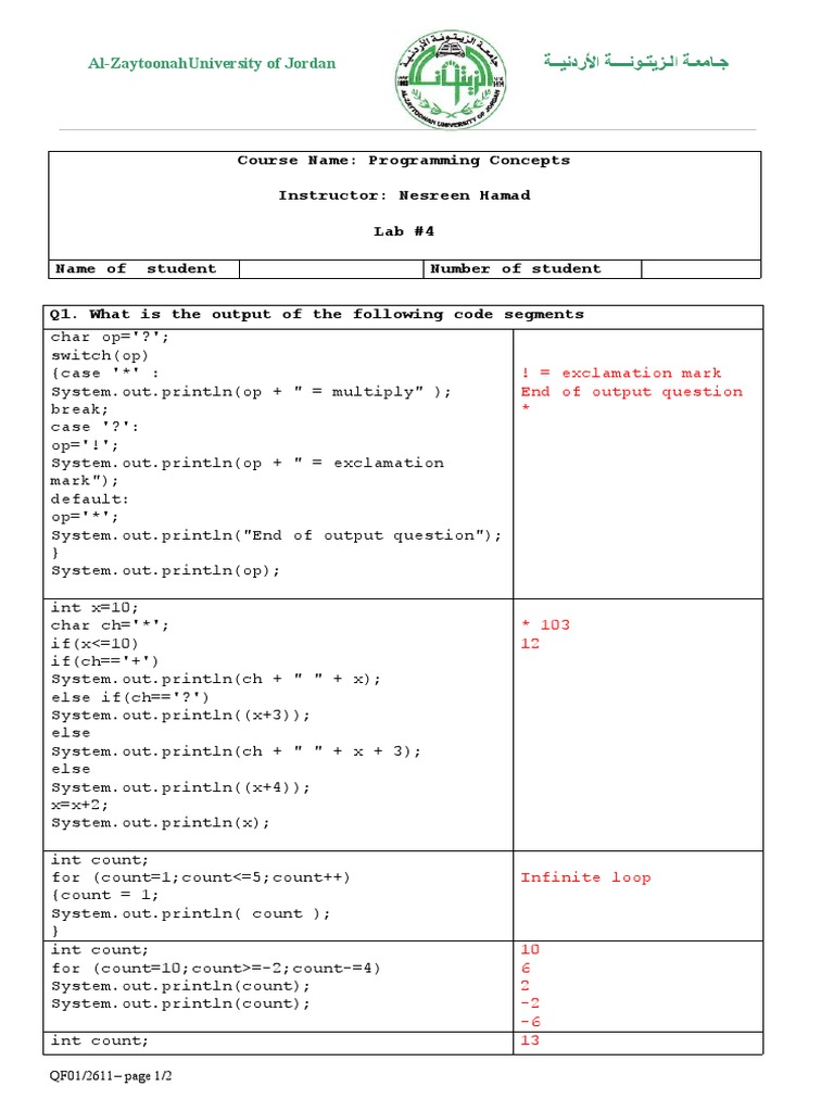 Programming Lab Exercises | PDF | Computer Programming | Software ...