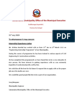 Sainamaina Municipality internship experience letter