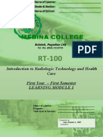 Medina College: Introduction To Radiologic Technology and Health Care First Year - First Semester Learning Module 1