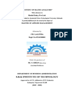 S.R.K Institute of Technology: "A Study On Ratio Analysis" Model Dairy PVT LTD