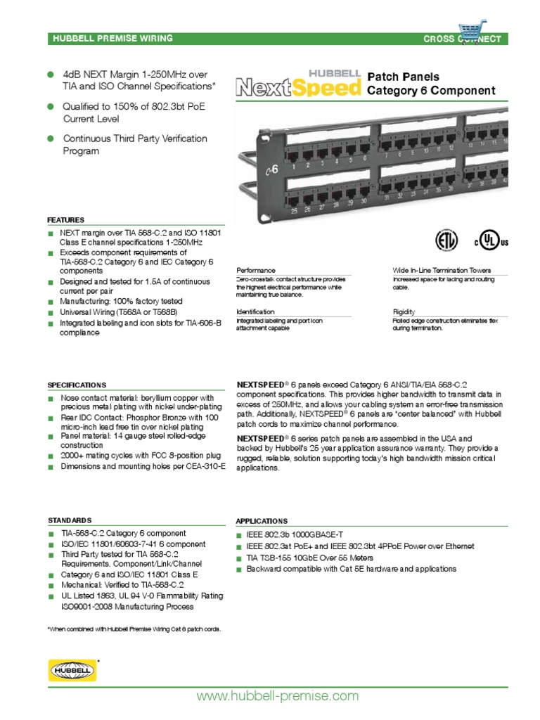 HP624 Hubbell Cat 6 Patch Panel PDF Physical Layer Protocols