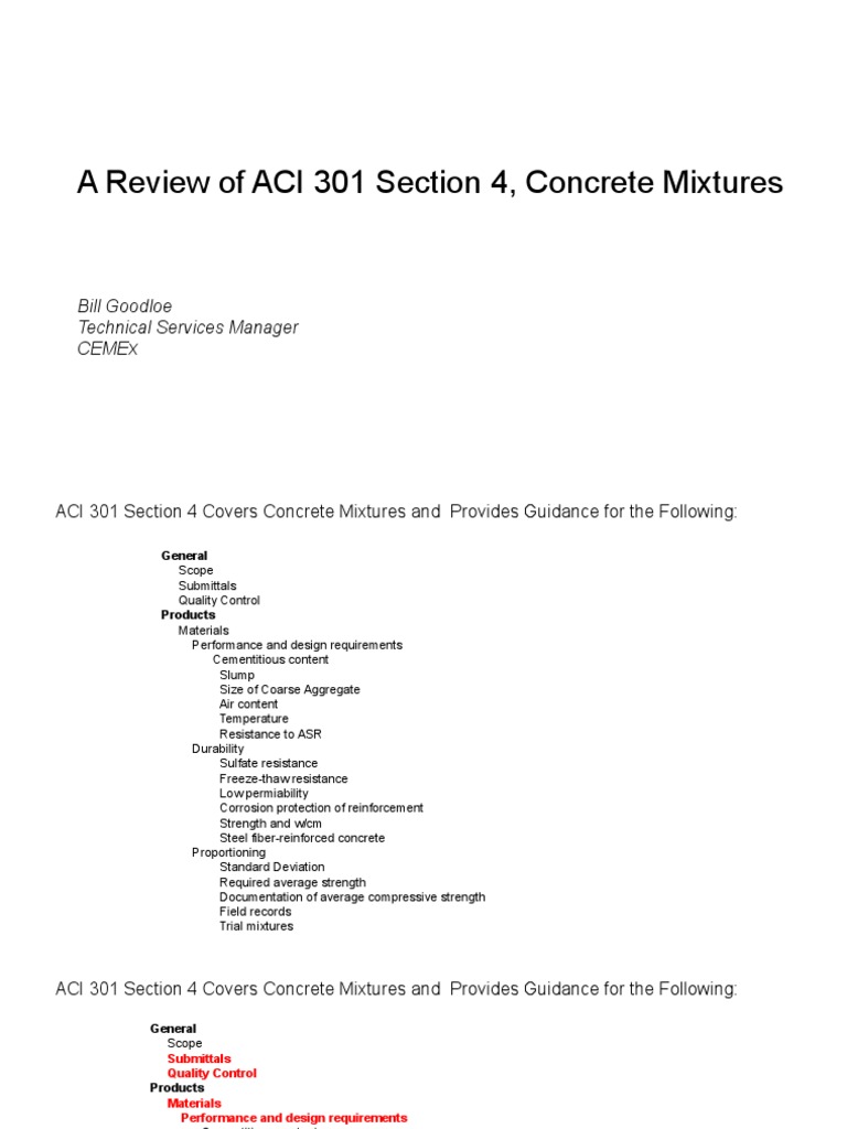 ACI 301 SPECIFICATIONS FOR STRUCTURAL CONCRETE PDF visual data 8