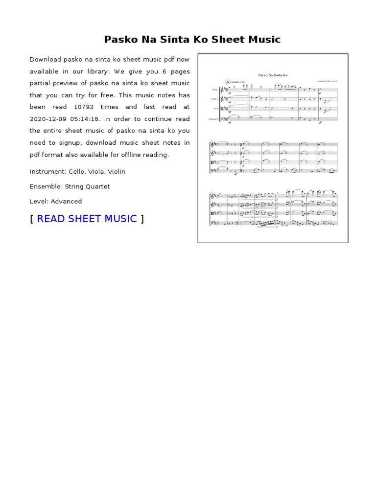 Pasko Na Sinta Ko Sheet Music | PDF | Sheet Music | Quartet
