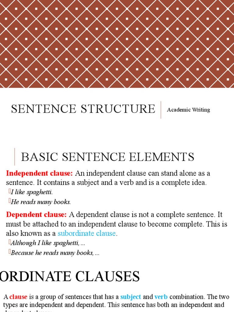 Academic Writing: Sentence Structure | PDF | Clause | Sentence ...